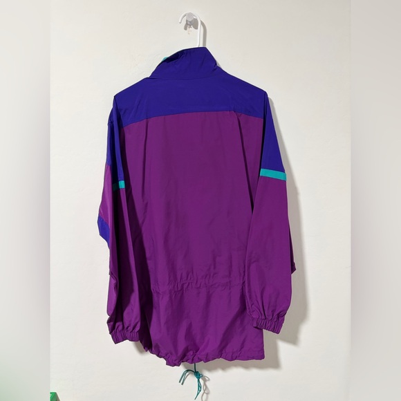 Vintage LL Bean Retro 90s Windbreaker Jacket Anorak Purple / Blue / Teal Large - Picture 4 of 5